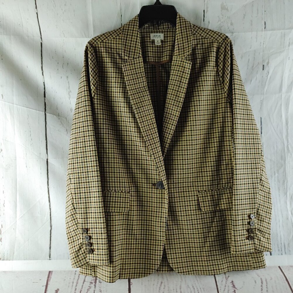 A New Approach Size M Multicolor Houndstooth Check Surgeon Cuff Blazer NWT $100